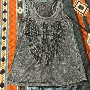 Cute marble tank with bedazzled cross